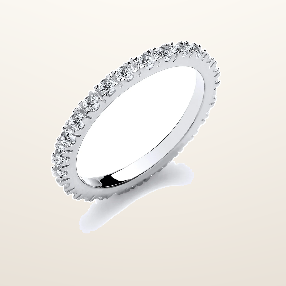 IT_ROLE:studio_clean | Silver Round Cubic Zirconia Full ET Single Row Ring