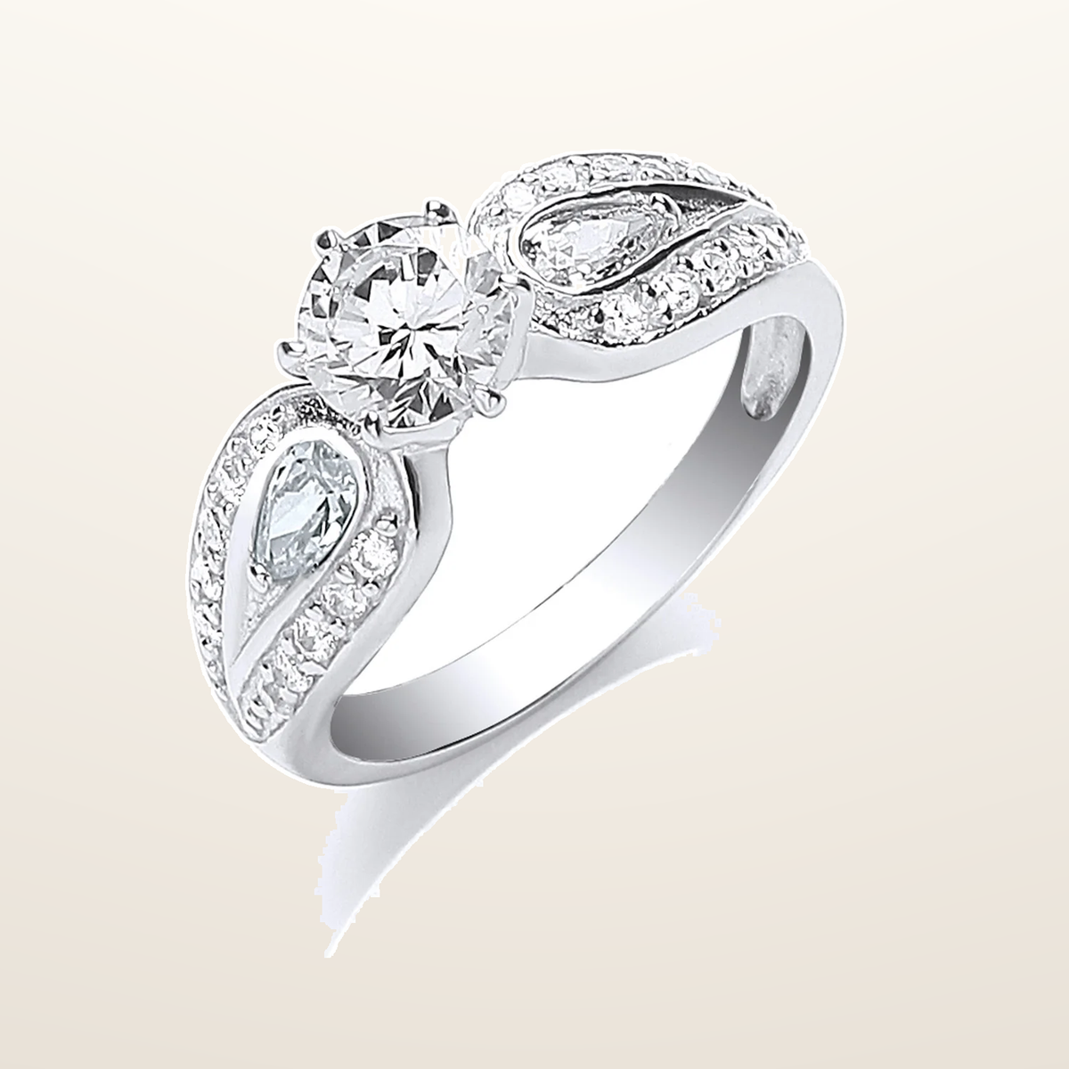 IT_ROLE:studio_clean | Silver S/S with Cubic Zirconia on Shoulders Ring
