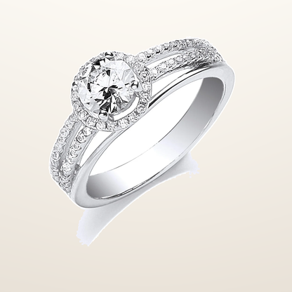 IT_ROLE:studio_clean | Silver S/S with Cubic Zirconia on Shoulders Ring