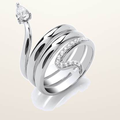 IT_ROLE:studio_clean | Silver Snake Cubic Zirconia Ring