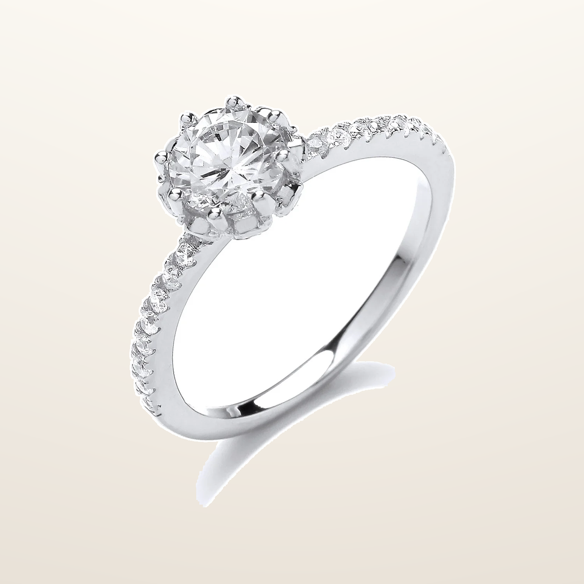 IT_ROLE:studio_clean | Silver Solitare Cubic Zirconia Ring