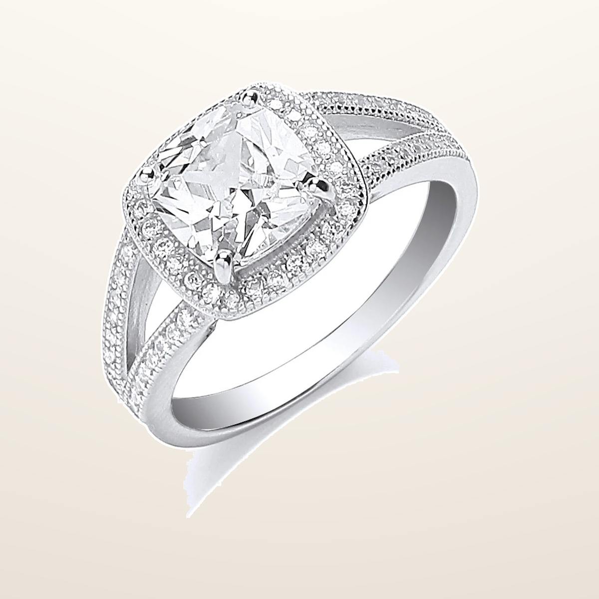 IT_ROLE:studio_clean | Silver Square Cubic Zirconia Split Shank Ring