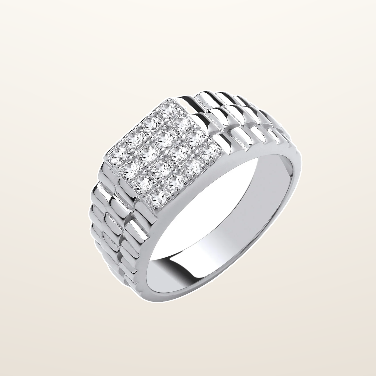 IT_ROLE:studio_clean | Silver Square Top Gents Cubic Zirconia Ring