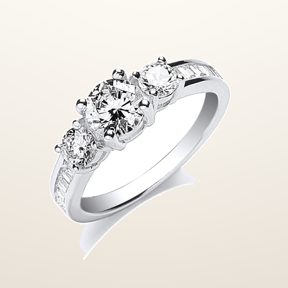 IT_ROLE:studio_clean | Silver Trilogy Rd. Brilliant with Baguettes on Shoulder Ring