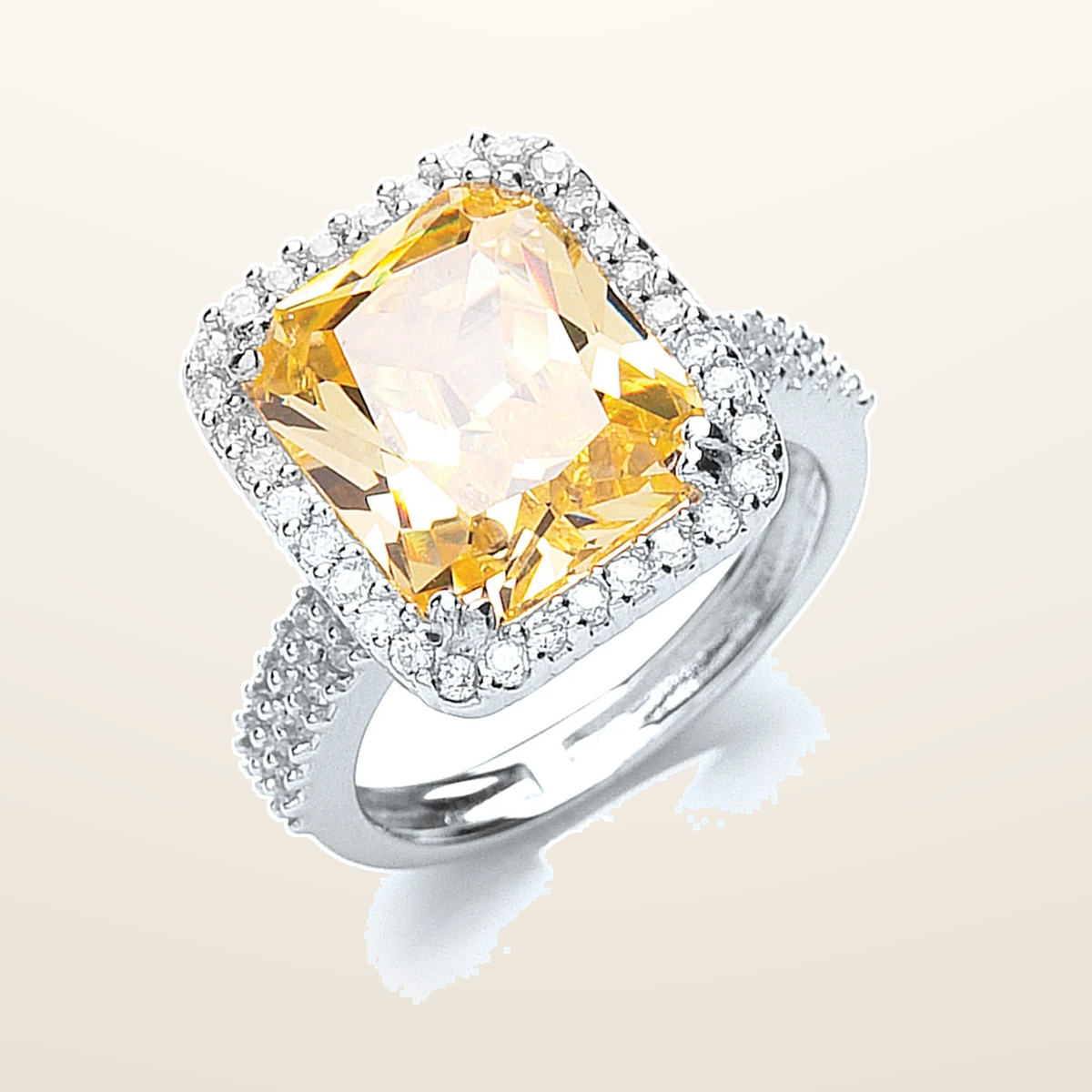 IT_ROLE:studio_clean | Silver Yellow & White Princess Cut Cubic Zirconia Ring