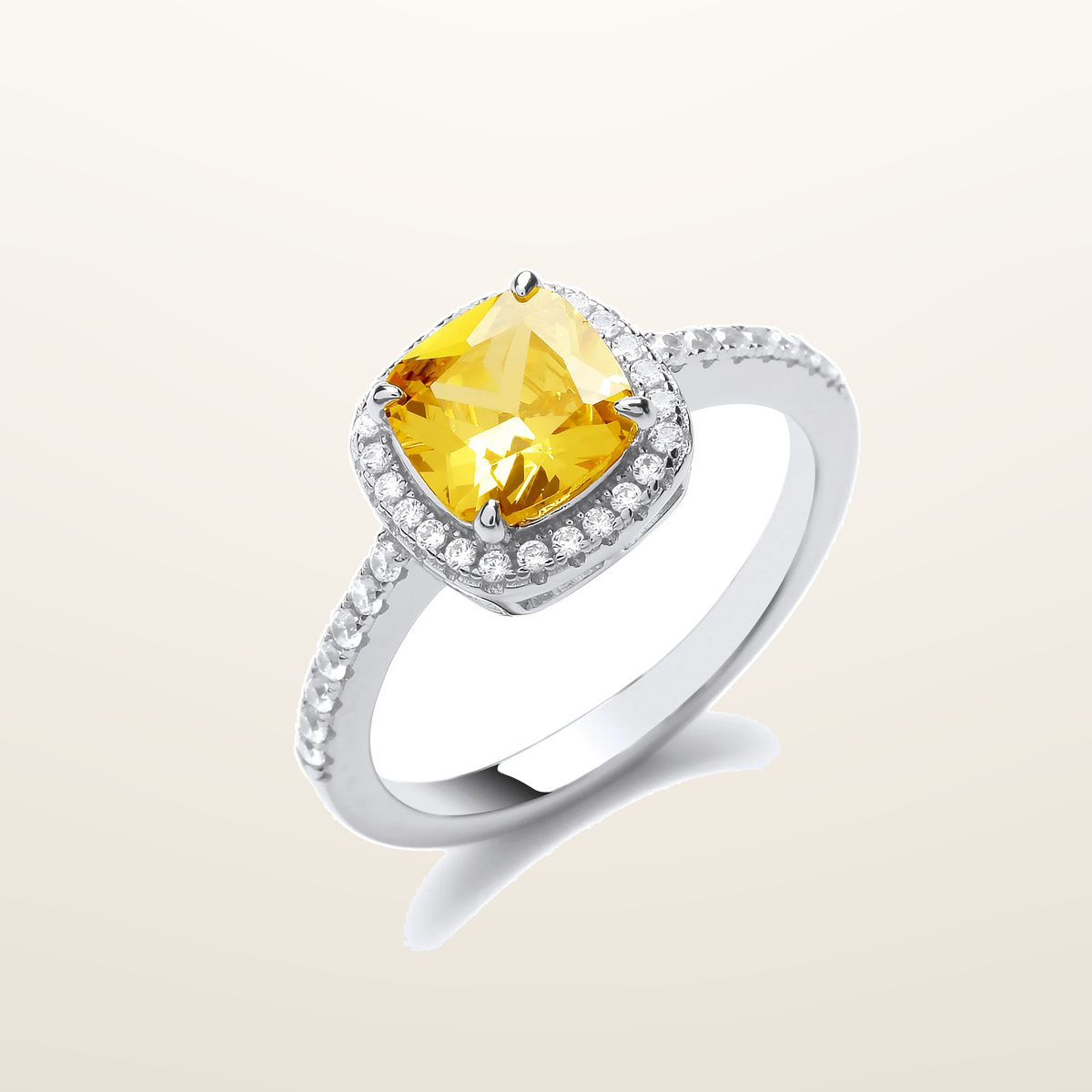 IT_ROLE:studio_clean | Silver Yellow Cubic Zirconia Ring