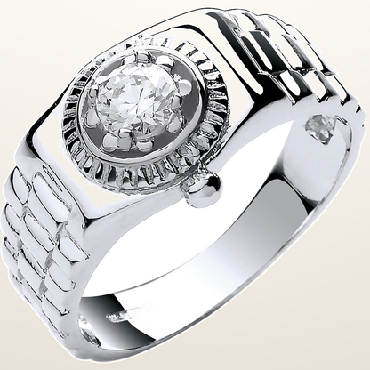 IT_ROLE:studio_clean | White Gold Gents Cubic Zirconia Ring