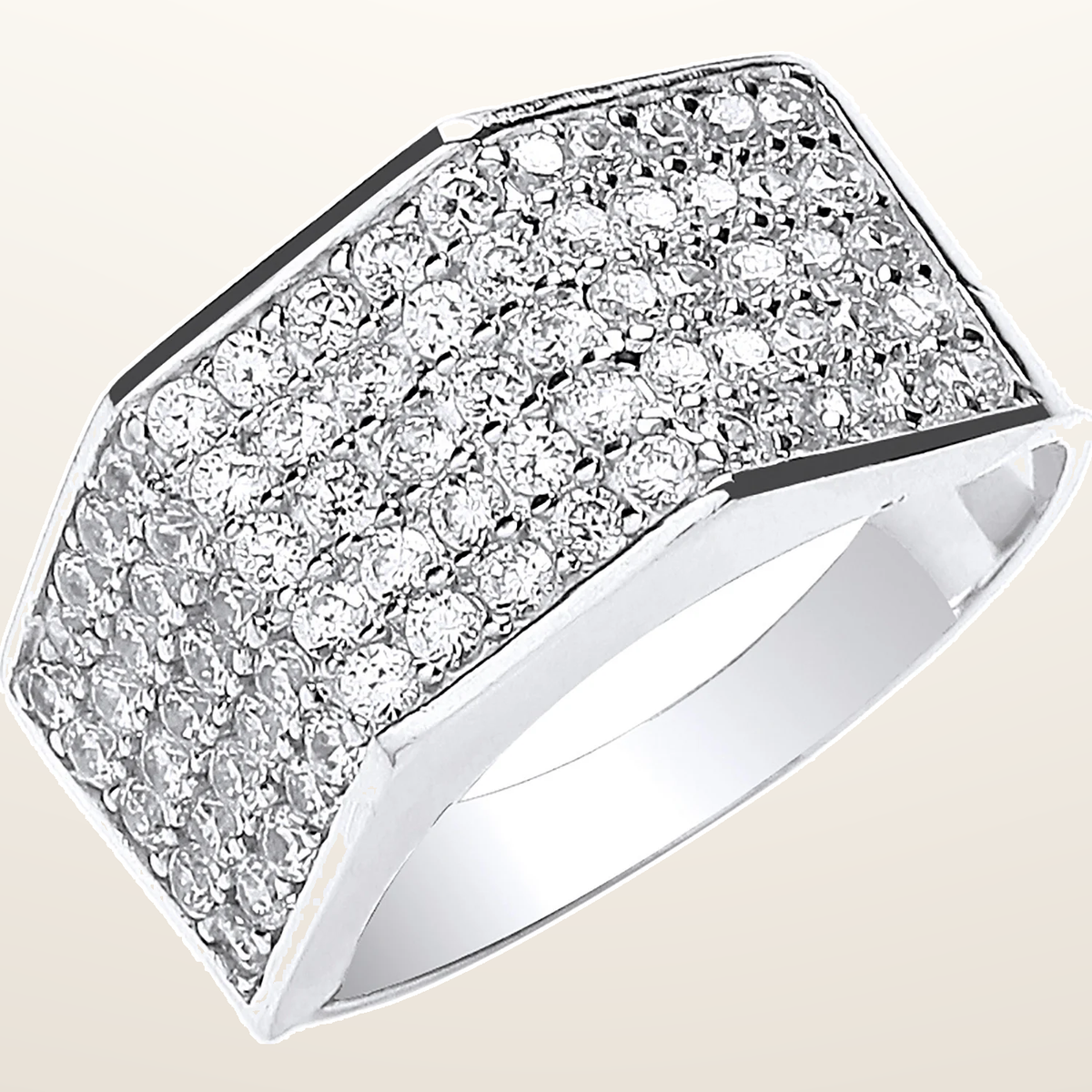 IT_ROLE:studio_clean | White Gold Gents Five Row Cubic Zirconia Ring
