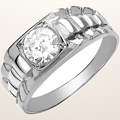 IT_ROLE:studio_clean | White Gold Gents Square Top Cubic Zirconia Ring