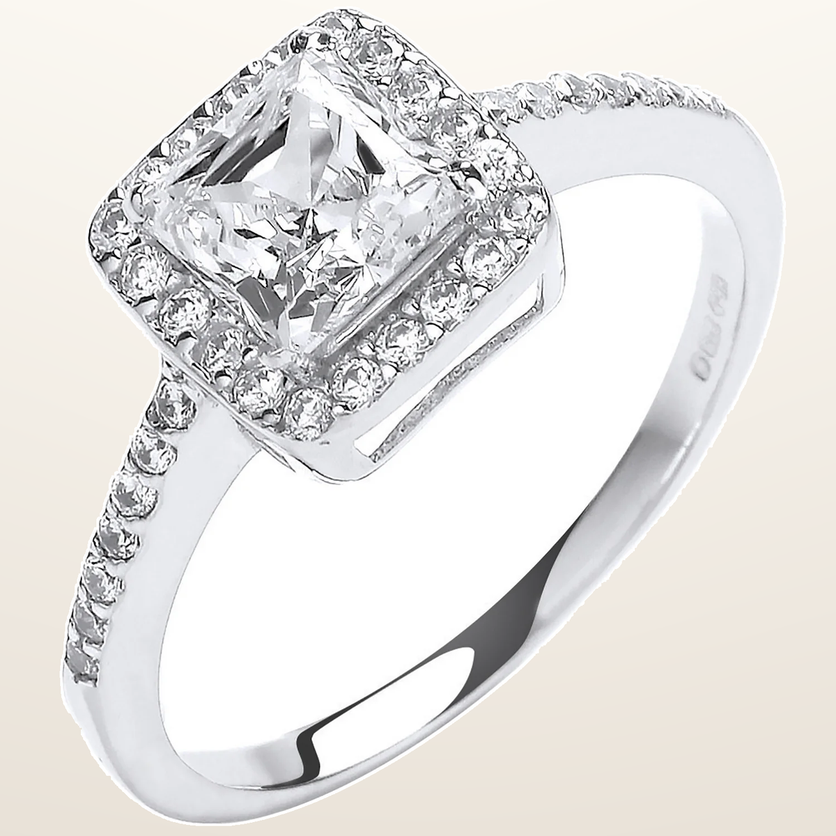 IT_ROLE:studio_clean | White Gold Ladies Princes Centre Cubic Zirconia Ring