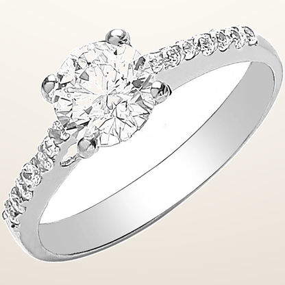 IT_ROLE:studio_clean | White Gold Ladies Single Stone Cubic Zirconia Shoulder Ring