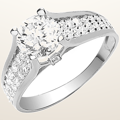 IT_ROLE:studio_clean | White Gold Ladies Single Stone Two Row Cubic Zirconia Shoulder Ring