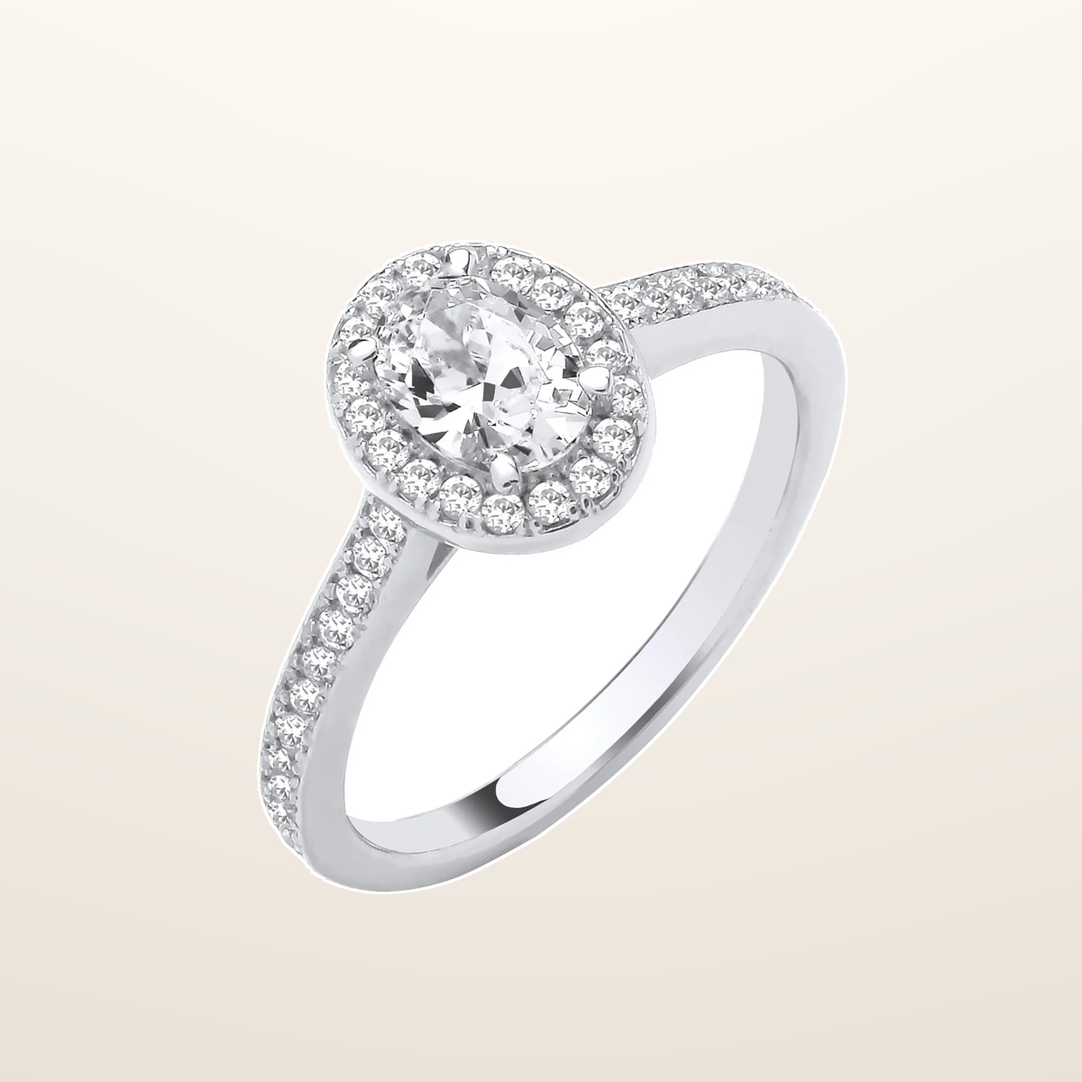 IT_ROLE:studio_clean | White Gold Oval Cubic Zirconia Halo Ladies Ring