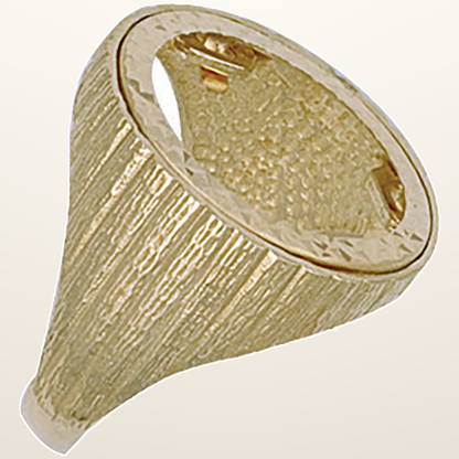 IT_ROLE:studio_clean | Yellow Gold (Full) Barked Sides Sovereign Ring
