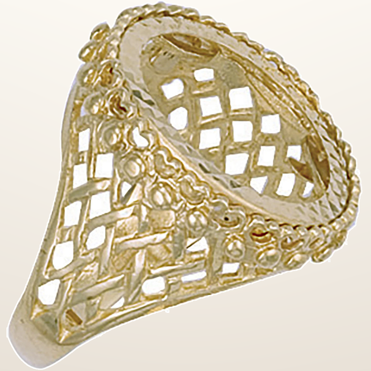 IT_ROLE:studio_clean | Yellow Gold (Full) Basket Side Sovereign Ring