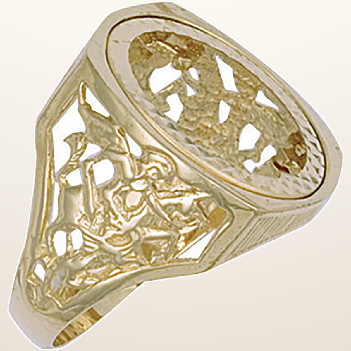 IT_ROLE:studio_clean | Yellow Gold (Full) Square Top George & Dragon Sovereign Ring