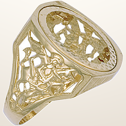 IT_ROLE:studio_clean | Yellow Gold (Full) Square Top George & Dragon Sovereign Ring