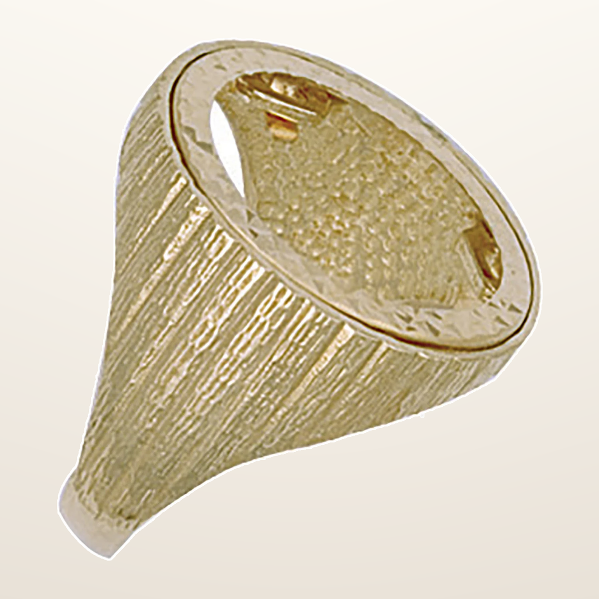 IT_ROLE:studio_clean | Yellow Gold (Half) Barked Sides Sovereign Ring