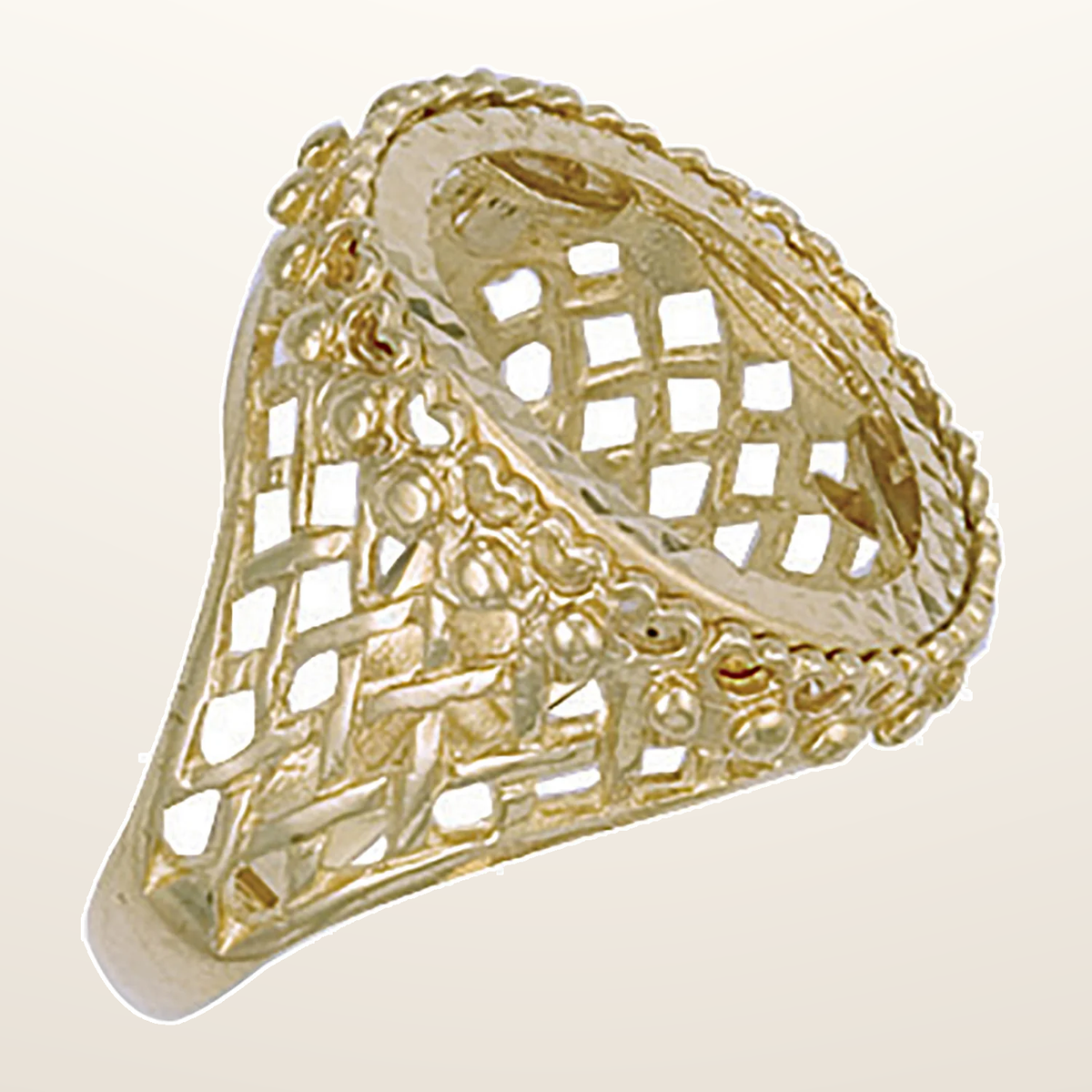 IT_ROLE:studio_clean | Yellow Gold (Half) Basket Side Sovereign Ring