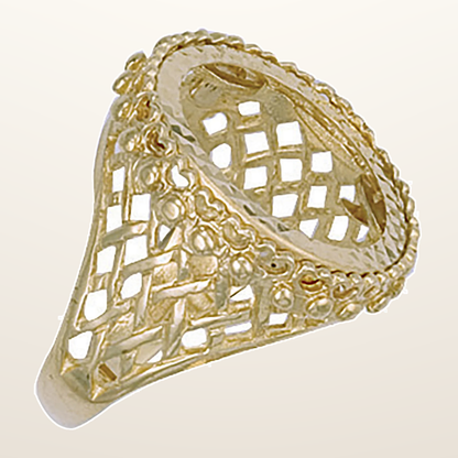 IT_ROLE:studio_clean | Yellow Gold (Half) Basket Side Sovereign Ring