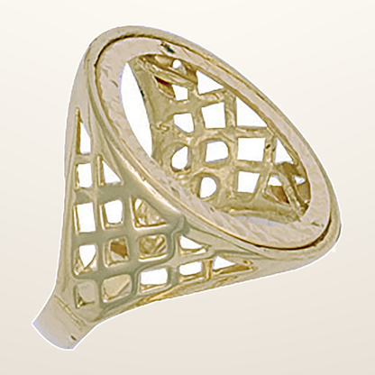 IT_ROLE:studio_clean | Yellow Gold (Half) Basket Sides Sovereign Ring