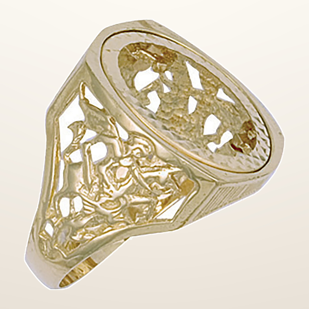 IT_ROLE:studio_clean | Yellow Gold (Half) Square Top George & Dragon Sovereign Ring