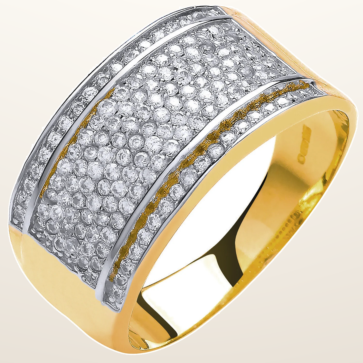 IT_ROLE:studio_clean | Yellow Gold 11mm Bombay Cubic Zirconia Ring