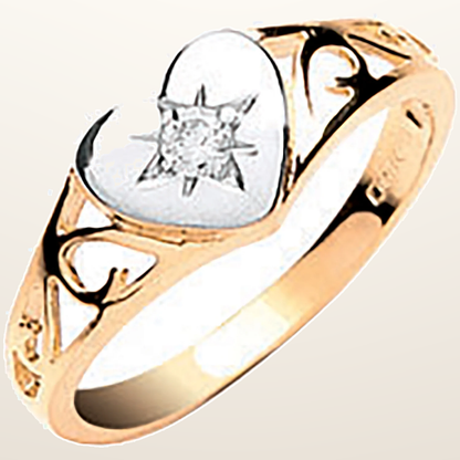 IT_ROLE:studio_clean | Yellow Gold Baby Cubic Zirconia Heart Signet Ring