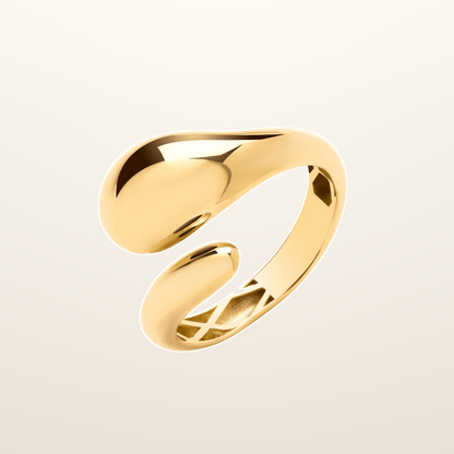 IT_ROLE:studio_clean | Yellow Gold Cross Over, Teardrop Ladies Ring