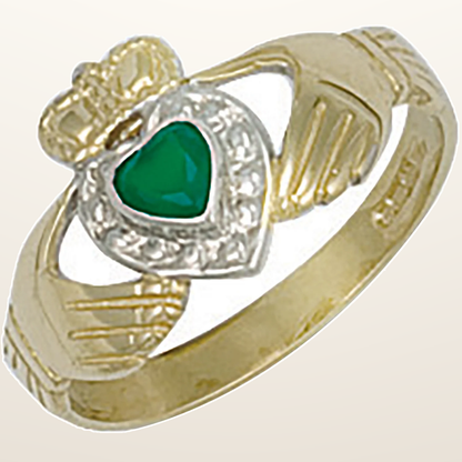 IT_ROLE:studio_clean | Yellow Gold Cubic Zirconia & Claddagh Ring