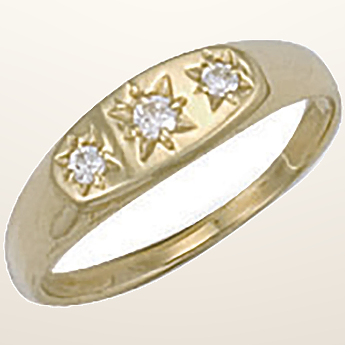 IT_ROLE:studio_clean | Yellow Gold Cubic Zirconia 3 Stone Baby Gipsy Ring