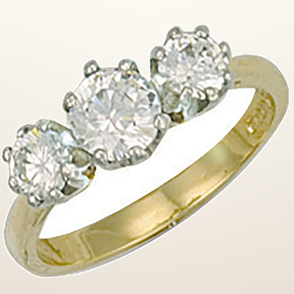 IT_ROLE:studio_clean | Yellow Gold Cubic Zirconia 3 Stone Cubic Zirconia Ring