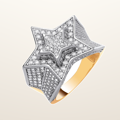 IT_ROLE:studio_clean | Yellow Gold Cubic Zirconia 3D Star Ring