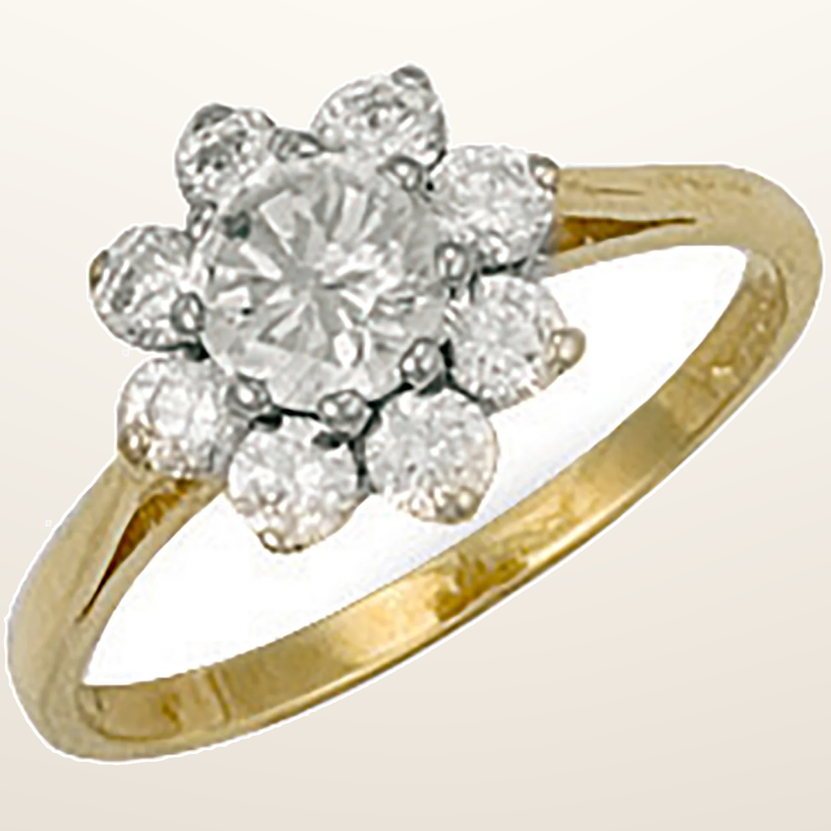 IT_ROLE:studio_clean | Yellow Gold Cubic Zirconia Cluster Ring