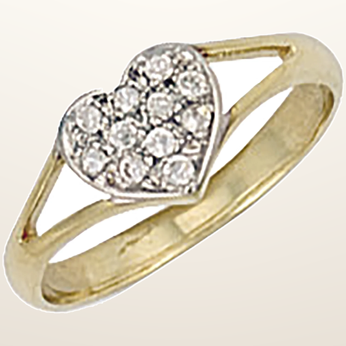 IT_ROLE:studio_clean | Yellow Gold Cubic Zirconia Heart Baby Ring