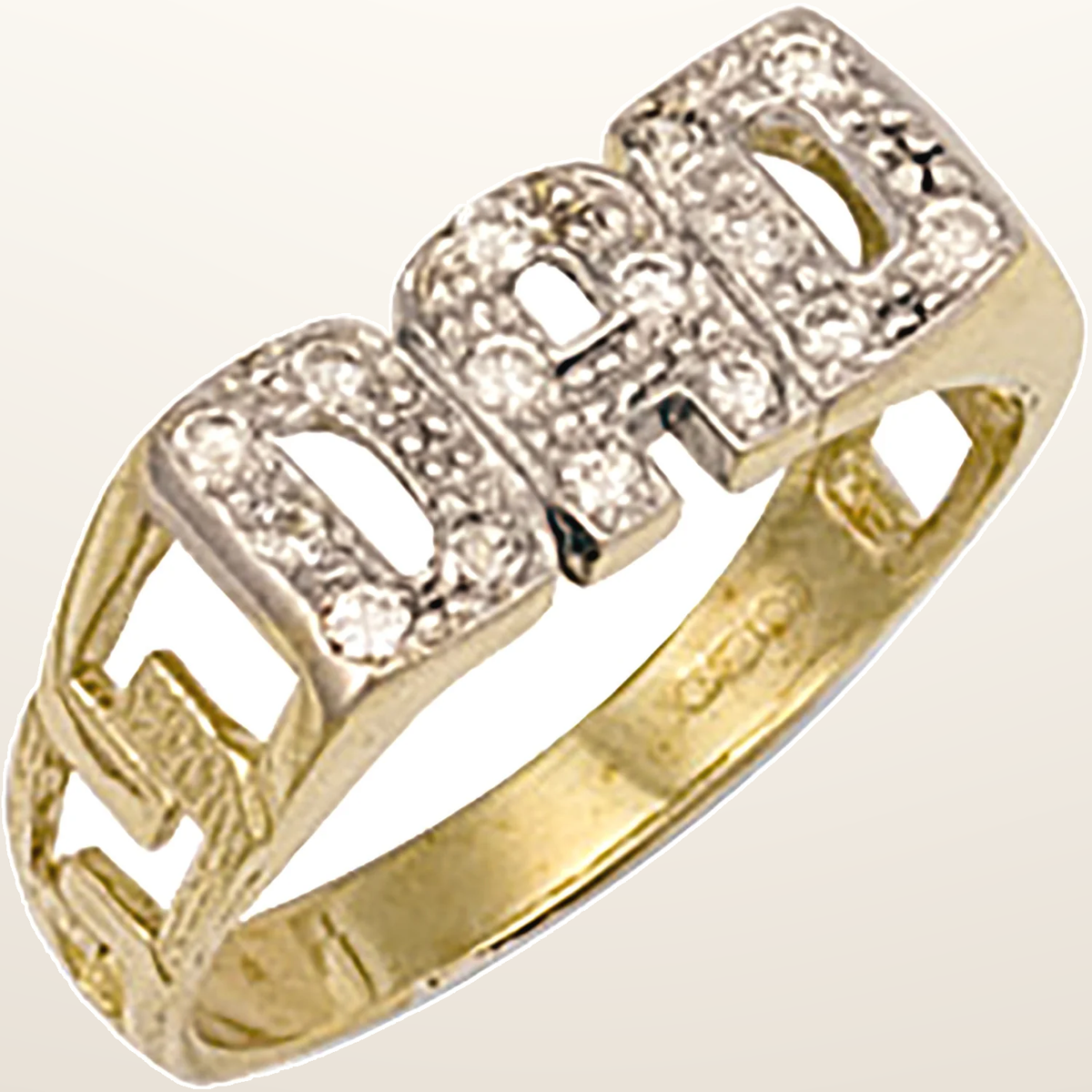 IT_ROLE:studio_clean | Yellow Gold Cubic Zirconia ID Sides Dad Ring