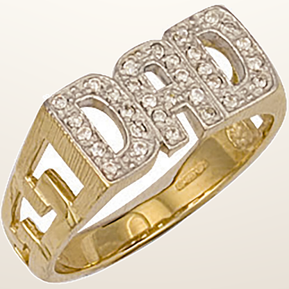 IT_ROLE:studio_clean | Yellow Gold Cubic Zirconia ID Sides Dad Ring