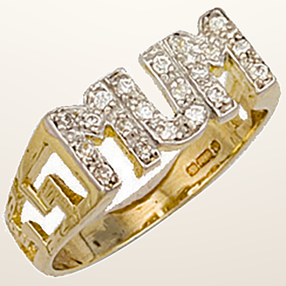 IT_ROLE:studio_clean | Yellow Gold Cubic Zirconia ID Sides Mum Ring