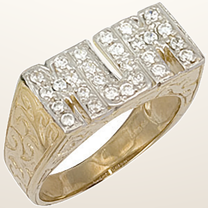 IT_ROLE:studio_clean | Yellow Gold Cubic Zirconia Patterned Sides Mum Ring
