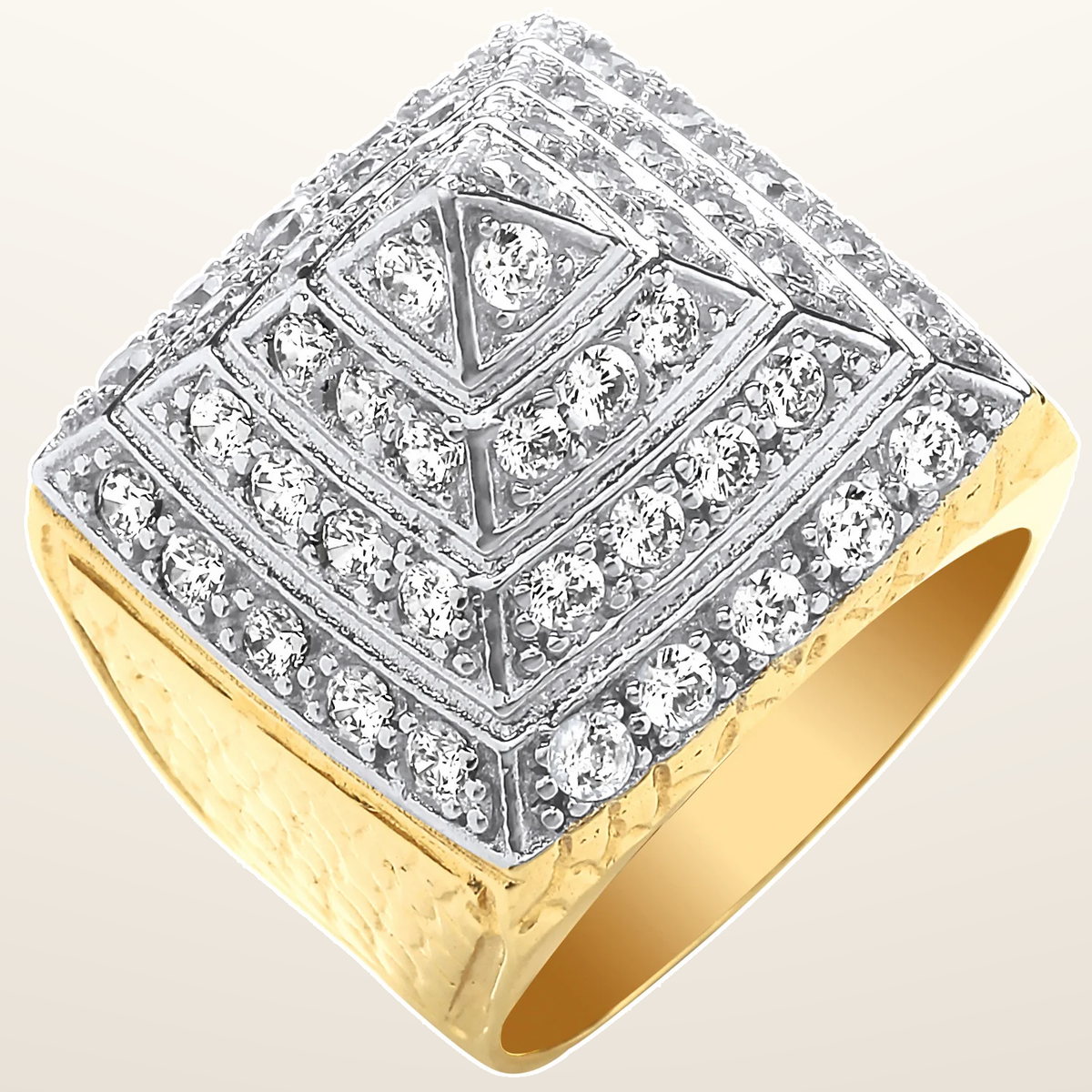 IT_ROLE:studio_clean | Yellow Gold Cubic Zirconia Pyramid Gents Ring