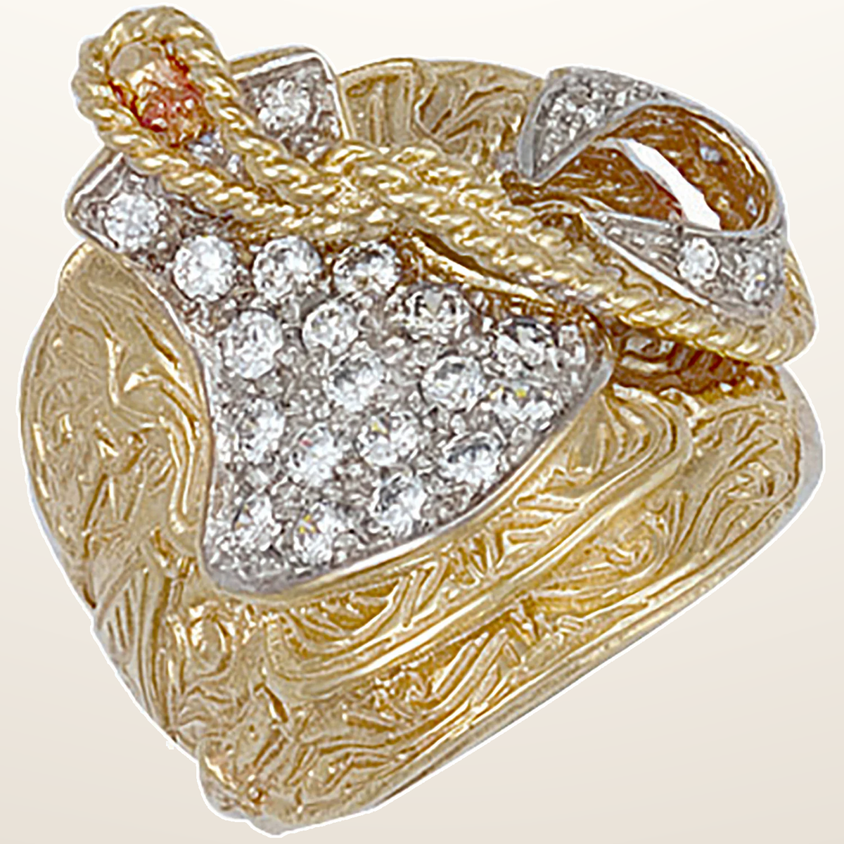IT_ROLE:studio_clean | Yellow Gold Cubic Zirconia Saddle Ring