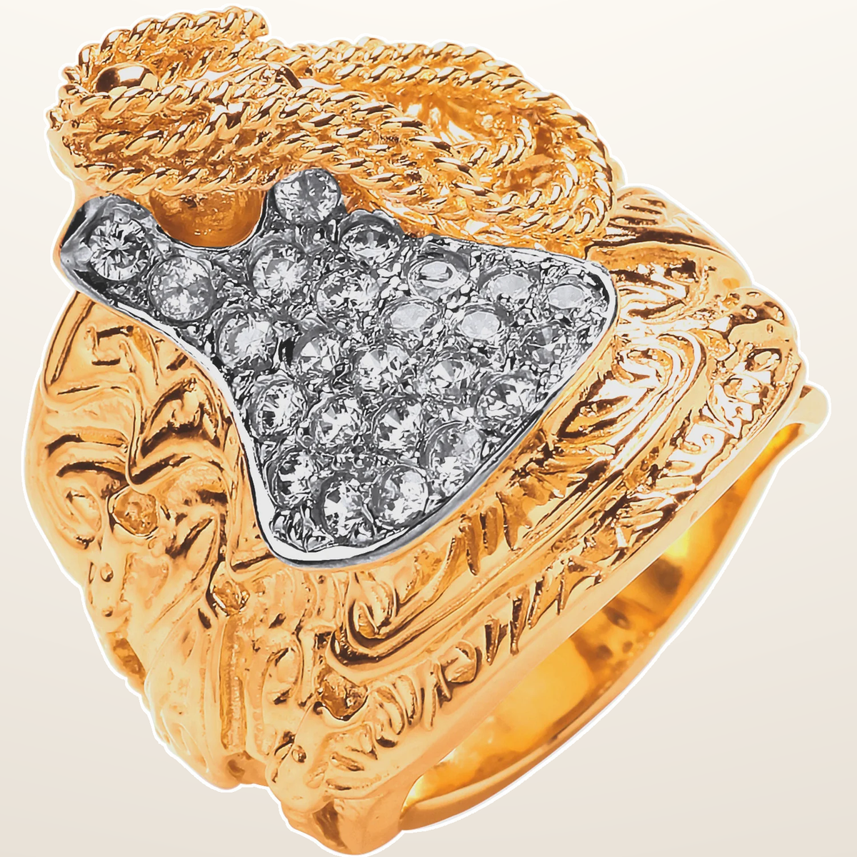IT_ROLE:studio_clean | Yellow Gold Cubic Zirconias Saddle Gents Ring