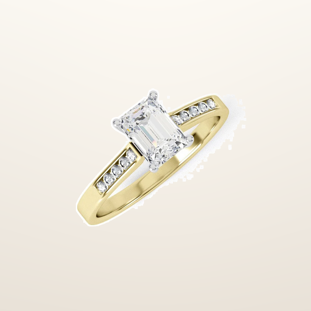 IT_ROLE:studio_clean | Yellow Gold Emerald Cut Clear Cubic Zirconia Ladies Ring