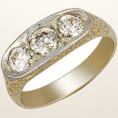 IT_ROLE:studio_clean | Yellow Gold Gents 3 Stone Cubic Zirconia Ring
