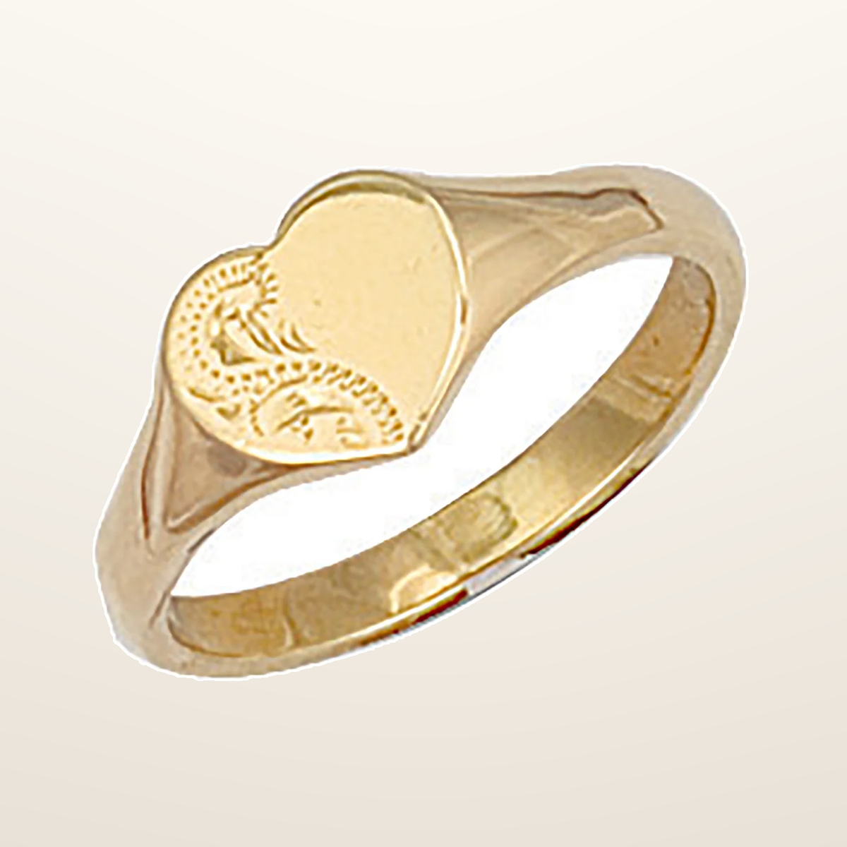 IT_ROLE:studio_clean | Yellow Gold Heart Engraved Maiden Signet Ring