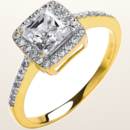 IT_ROLE:studio_clean | Yellow Gold Ladies Princes Centre Cubic Zirconia Ring