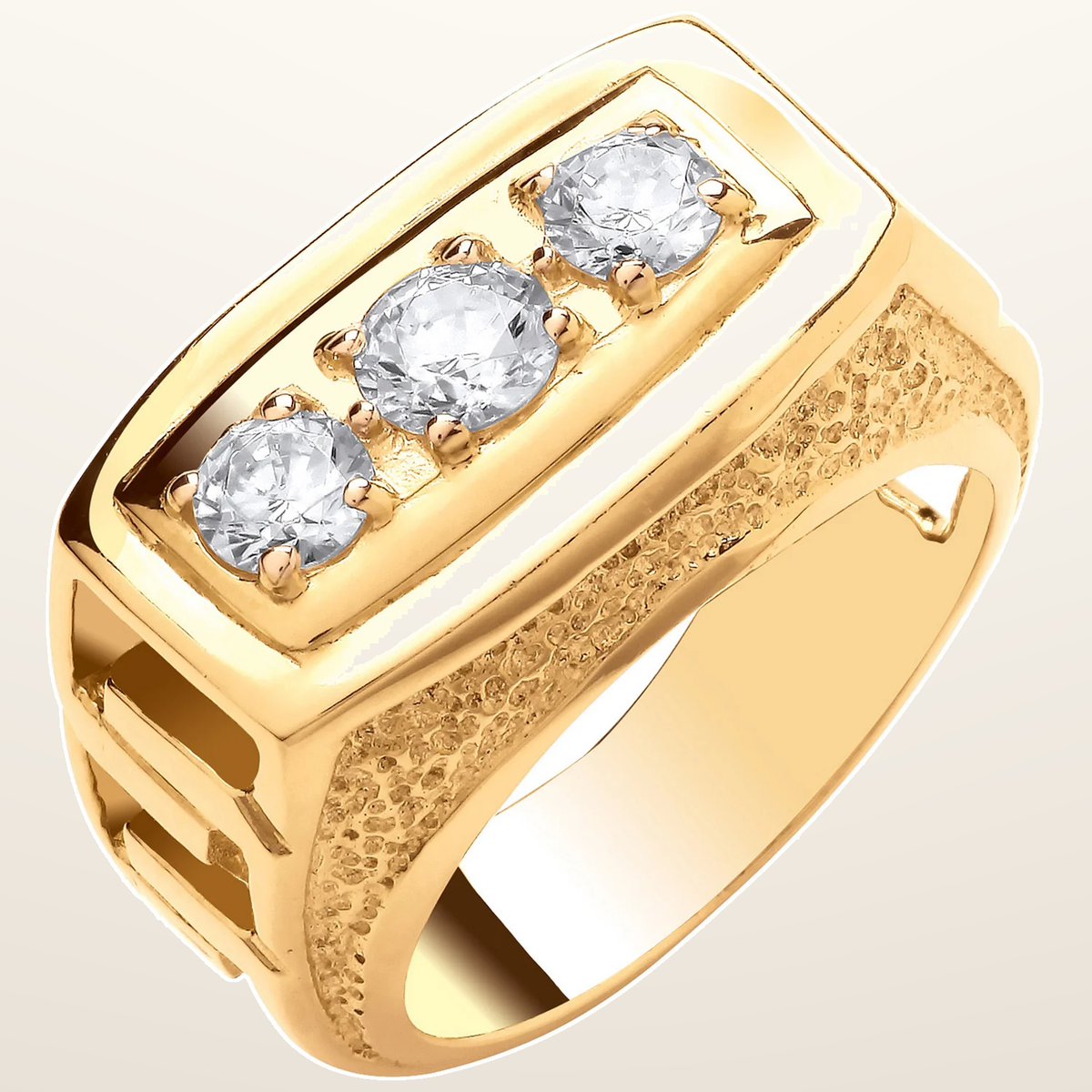 IT_ROLE:studio_clean | Yellow Gold Large Chunky Rectangular Trilogy Gents Ring