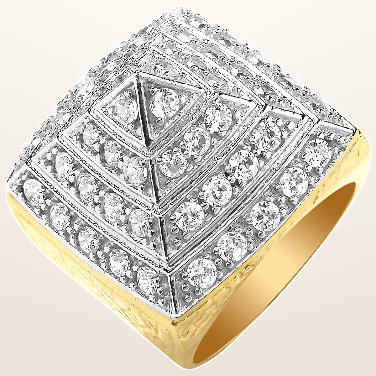 IT_ROLE:studio_clean | Yellow Gold Large Cubic Zirconia Pyramid Gents Ring
