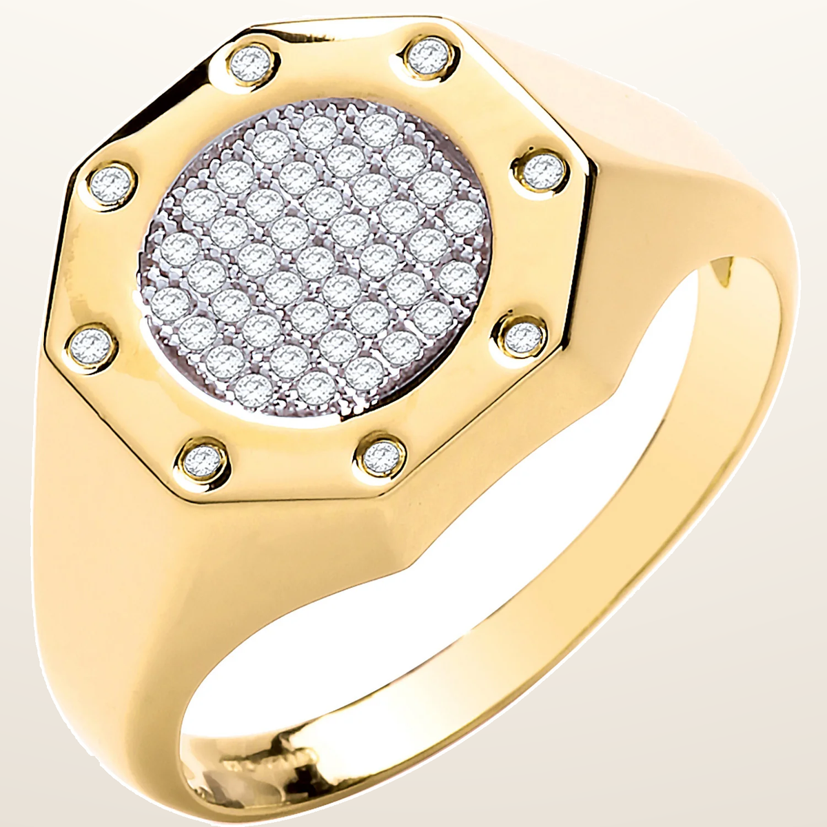 IT_ROLE:studio_clean | Yellow Gold Octagon Top Fashion Cubic Zirconia Gents Ring