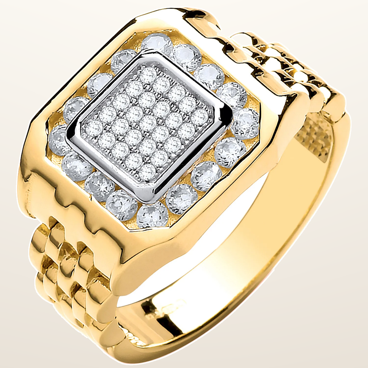 IT_ROLE:studio_clean | Yellow Gold Panther Link & Cubic Zirconia's Gents Ring